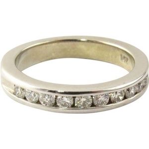 Vintage 14 Karat White Gold Diamond Wedding Band Size 4.5 #4557